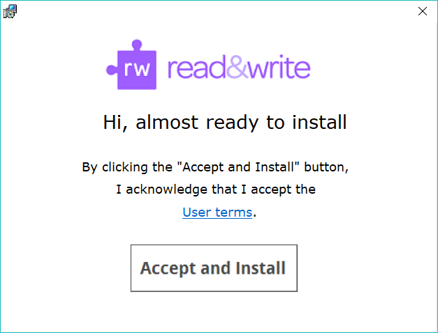 Screenshot of Accept and Install window